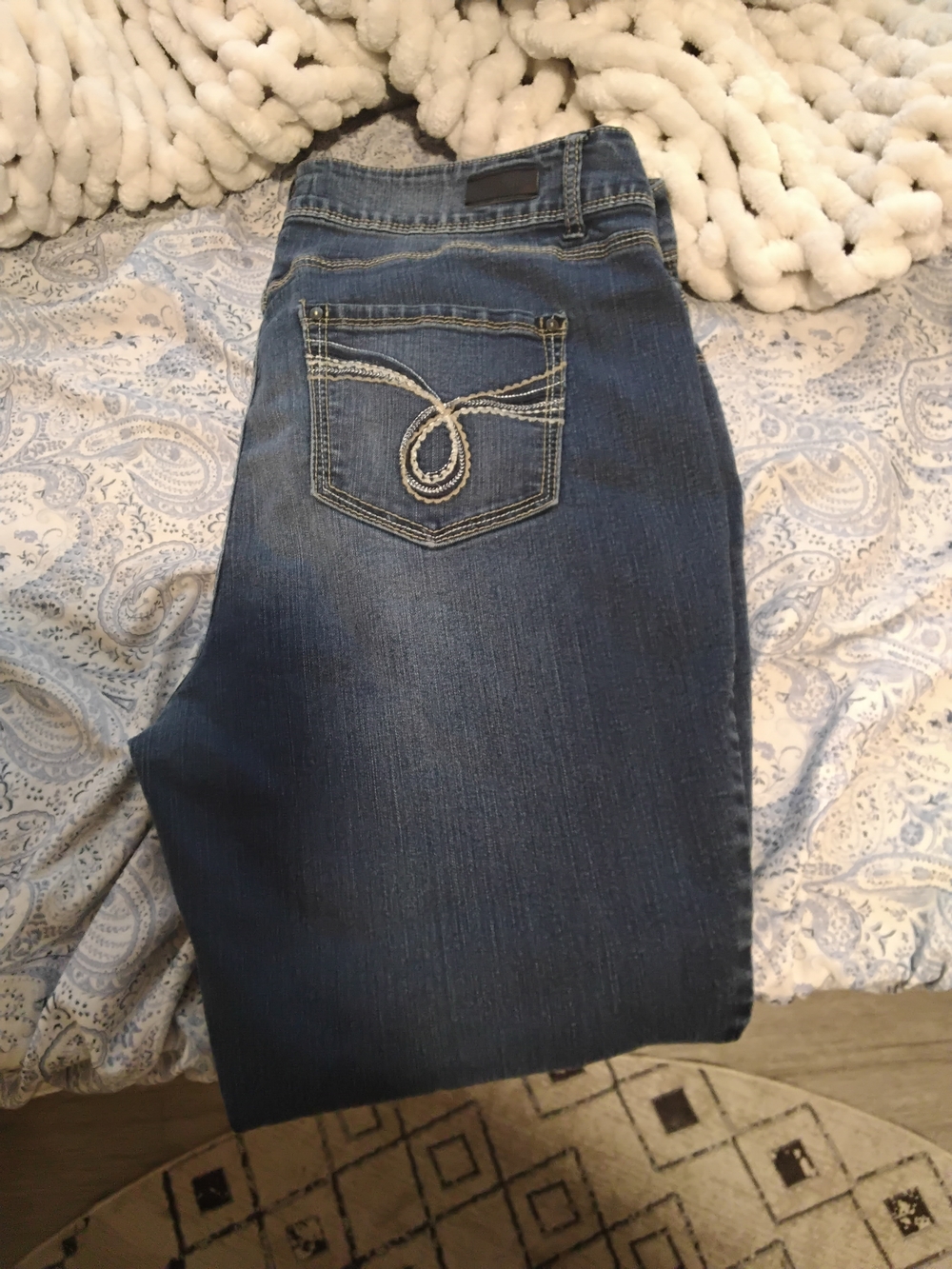 Angels Women's Dark Blue Skinny Jeans with Embroidered Back Pocket